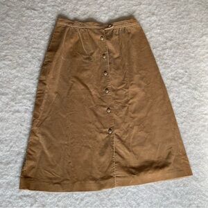 Vtg 70s Womens Long Brown Corduroy Skirt Unbranded Approx Size S/M